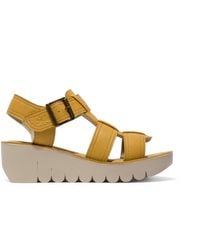 Fly London - Yudd236 Bumblebee Leather Sandals Espadrille Platform Wedges - Lyst