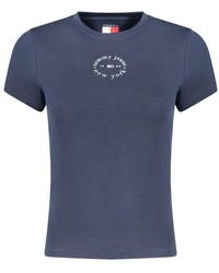 Tommy Hilfiger - Blauwe Katoenen T-Shirt - Lyst