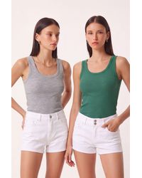 Happiness İstanbul - Fitted U Collar Knitted 2- Pack Tank Top - Lyst