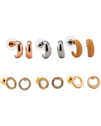 Steuer - Modeschmuck Ohrstecker Set Metall 6 Paar Glanz Straß Weiß Vergoldet Gelb Rot Rhodiniert - Lyst