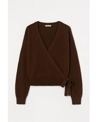 MixRay - Ribbed V-Neck Tie-Front Cardigan - Lyst
