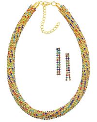 Steuer - Modeschmuck Set Kette Ohrringe Metall 40+6,0Cm Glanz Glasstein Multi - Lyst