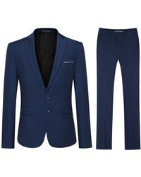 Allthemen - 2-Delig Slim Fit Marineblauw Pak Met Twee Knopen - Lyst
