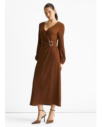 Gini London - Jersey Texture Wrap Metal Trim Midi Dress - Lyst