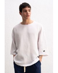 Giesto - Muslin Crew Neck Long Sleeve T-Shirt - Lyst