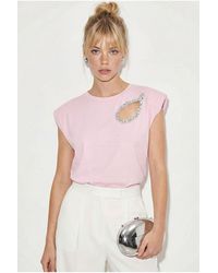 Bianco Lucci - Cut Out Crew Neck T-Shirt - Lyst