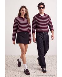 Trendyol - Herren Bordeaux Gestreift Lang, Relaxed Fit Pullover - Lyst