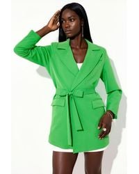 Msn-Collection - Short Belted Shawl-Collar Blazer - Lyst
