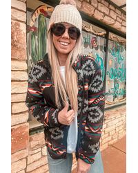 Azura Exchange - Geometrisch Patroon Fleece Jack - Lyst