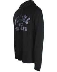 DIESEL - Only The Brave Logo Zwart T-shirt Met Capuchon - Lyst