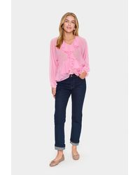 Saint Tropez - Blouse Met Lange Mouwen Loose Fit Begonia Pink Pink - Lyst