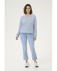 Kaffe - Blouse Met Lange Mouwen Regular Fit Blue/moonstruck Print Blue White - Lyst