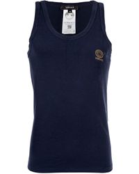 Versace - T-Shirt Long Sleeves Round Neck Jersey Topeka Bi-Stretch Cotton Organic New Logo Unterhemd - Lyst