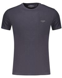 Guess - Blauwe Katoenen T-Shirt Voor Mannen - Lyst