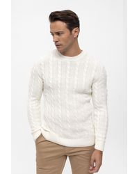 Felix Hardy - Kabelstrickpullover Mit Rundhalsausschnitt - Lyst