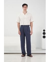Giesto - Elastic Waist Straight Leg Pleated Pants - Lyst