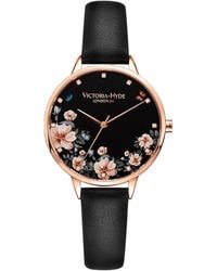 Victoria Hyde London - Victoria Hyde Uhr Park Flower Leder, Schwarz - Lyst