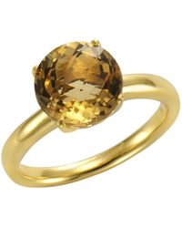 Jamelli - Ring Silber 925 Vergoldet Mit Echtem Citrin 10Mm - Lyst