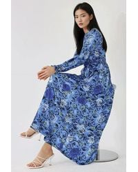Hiccup - Floral Print Long Sleeve Maxi Dress With Belt - Lyst