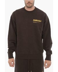 Ambush - Fleece Katoenen Workshop Sweatshirt Met Ronde Hals In Bruin - Lyst