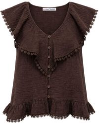 MixRay - Katoenen V-Hals Mouwloze Blouse - Lyst