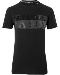 Philipp Plein - Bold Monotone Diamanté Logo T-Shirt Cotton - Lyst