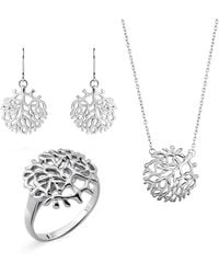 Orphelia - 'flavie' Dames 925 Sterling Zilveren Set: Ketting + Oorbellen + Ring - Lyst