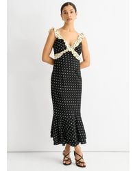 Gini London - Spot Ruffle Bias Midi Dress - Lyst