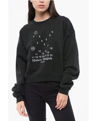 Maison Margiela - Mm1 Mm10 Sweatshirt Met Ronde Hals En Maxi-borduursel Op De Voorkant In Zwart - Lyst