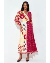 Msn-Collection - Printed Belted Maxi Dress - Lyst