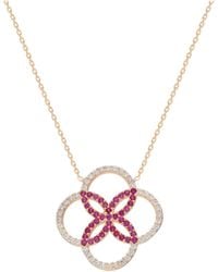 dKeniz - Kette 925 Sterling Silber Vergoldet Rot Glänzend 42+3Cm Zirkonia Weiß - Lyst