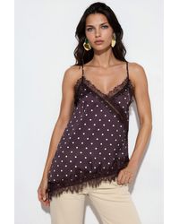 Busem - Polka Dot Satin V-Neck Cami Blouse - Lyst