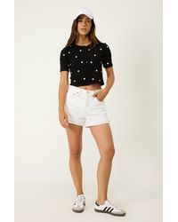 No Matter What - Kurzer Cardigan Mit Blumenmuster Und Kurzen Ärmeln - Lyst