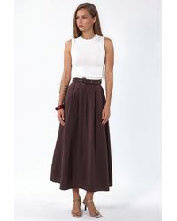 Busem - Belted A-Line Midi Dress With Crew Neck - Lyst
