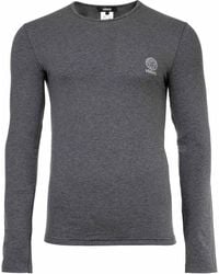 Versace - T-Shirt Lange Mouwen Ronde Hals Jersey Topeka Bi-Stretch Katoen Organisch Nieuw Logo Lange Mouwen - Lyst