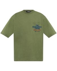 DSquared² - Pocket Logo Print Saliegroen T-Shirt - Lyst