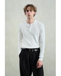 Giesto - Slim Fit Long Sleeve Button Collar T-Shirt - Lyst