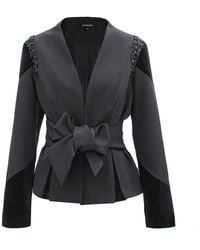 Smart & Joy - Bi-materiaal Blazer En Geknoopt Riem - Lyst