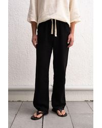 Giesto - Cotton Wide-Leg Trousers With Drawstring Waist - Lyst