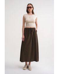 MixRay - High-Waisted Poplin Skirt With Drawstring Detail - Lyst