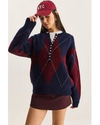 Bianco Lucci - Knit Crew Neck Sweater With Button Closure - Lyst