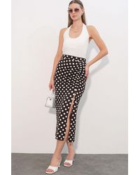 Bigdart - High Waist Polka Dot Midi Skirt - Lyst