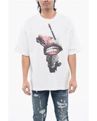 John Richmond - Oversized T-shirt Met Strass-print In Wit - Lyst