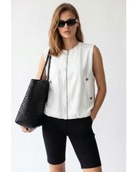 MixRay - Woven Poplin Waistcoat With Zip Front - Lyst