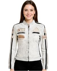 Infinity Leather - Biker Racing Badges Jacket-Dalby Lamb Leather - Lyst