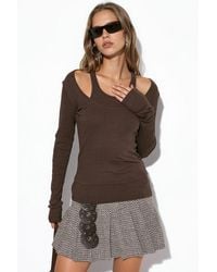 Busem - Ribbed U Collar Long Sleeve Blouse - Lyst