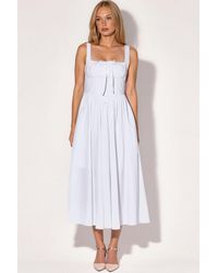 Busem - Midi Dress With Square Collar And Button Detail - Lyst
