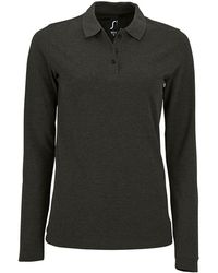 Sol's - Ladies Perfect Long Sleeve Pique Polo Shirt Marl) Cotton - Lyst