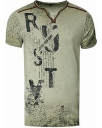 Rusty Neal - V-Neck T-Shirt Mit Wildleder-Details Und Nieten-Verlauf - Lyst