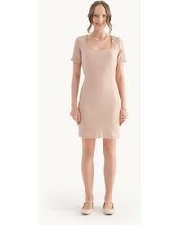 Hiccup - Quadratischer Ausschnitt Kurzarm Mini Bodycon Kleid - Lyst